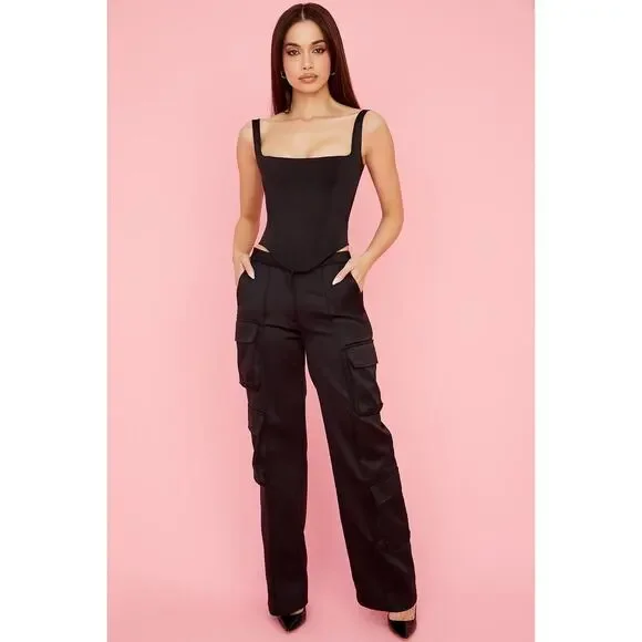 HOUSE OF CB Rafa Satin Longline Corset Top Size Large - Picture 5 of 12